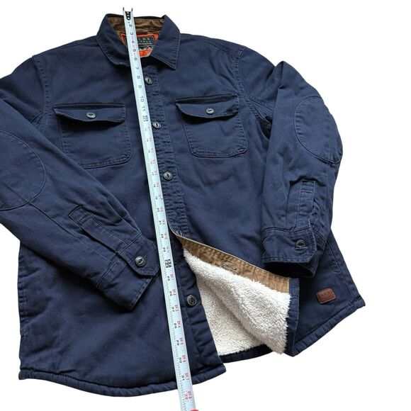 Jachs New York Mens L Sherpa Lined Shacket Canvas Shirt Jacket Navy Elbow Patch - Picture 4 of 10
